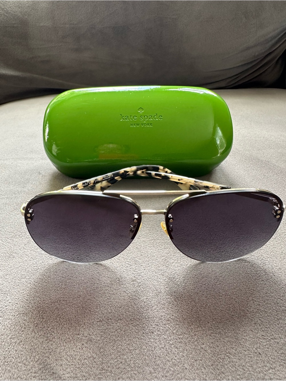 kate spade Aviator Sunglasses with Black Gradient Lenses and Tortoise Temples